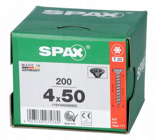  Fekete SPAX csavarok 4x50 T20 teljes menetes 200 db