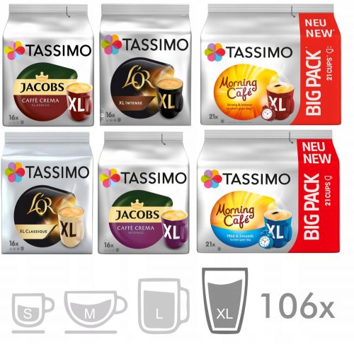 TASSIMO Jacobs kapszula Crema XL készlet 106 kávé