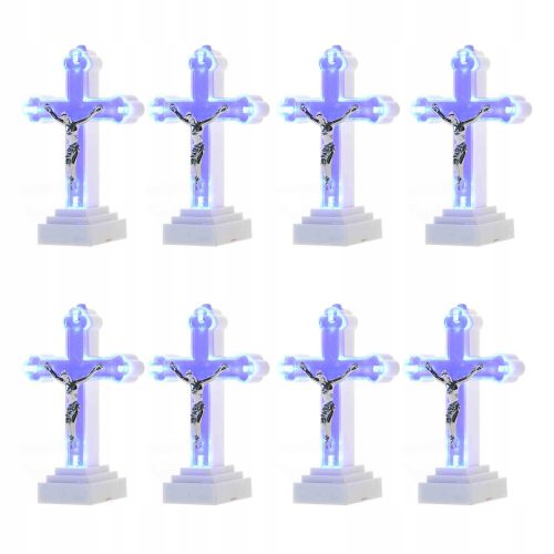 Gyertya sírhoz -  Figurin gyertya bélés LED keresztkék 13cm 8 db