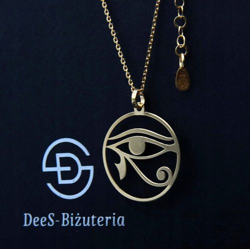  Eye of Horus Ra nyaklánc, 925 ezüst, aranyozott