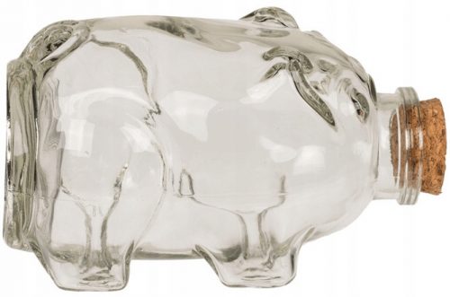 Pénz doboz - Üveg piggy piggy bank egy parafa edényben 14 cm -rel