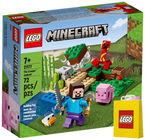  LEGO Minecraft 21177 Creeper Ambush + LEGO papírtáska