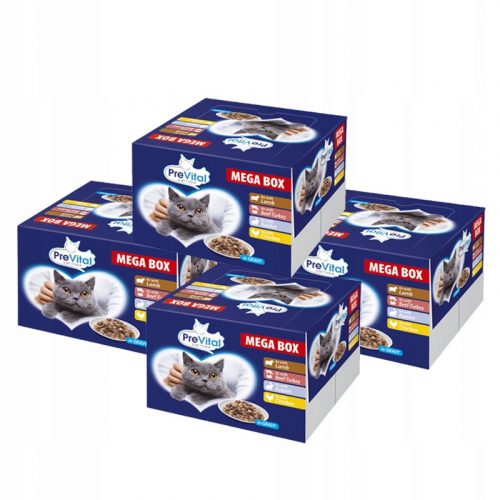 Konzerv macskáknak - PREVITAL MEGA BOX nedves macskaeledel 96X100g