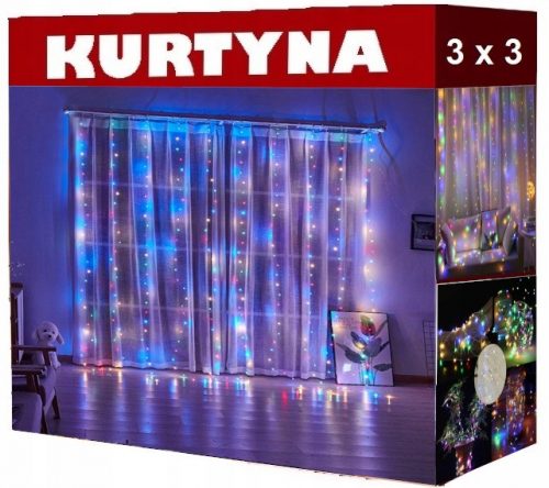 Karácsonyi fények - 300 LED könnyű függöny 3x3 - A távirányító erős