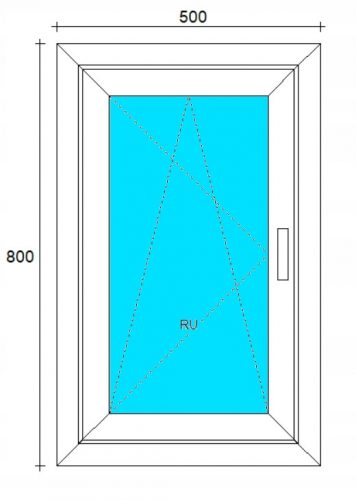 Ablak - PVC Windows 500x800 Ru White, balra