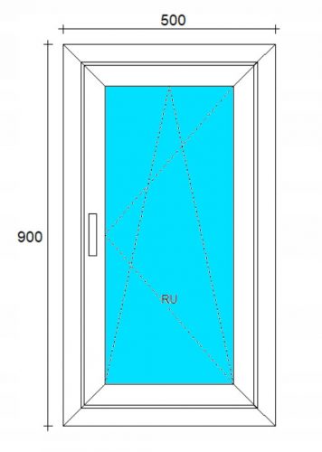 PVC ABLAK 500x900 RU FEHÉR, JOBB