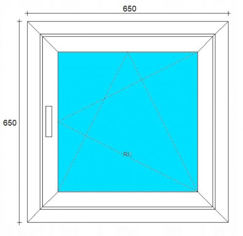 PVC ABLAK 650x650 RU FEHÉR, JOBBRA