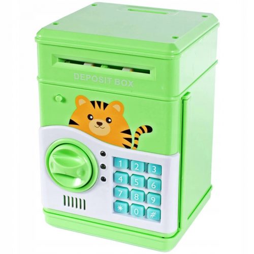 Pénz doboz - Piggy Bank Kitty Green Safe Banknotes és érmék számára