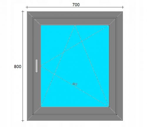 Ablak - PVC Windows 800x900 Ru Bilateral Dió, jobbra