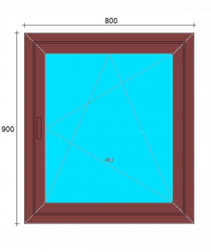 ABLAK PVC 800x900 RU, MINDKÉT OLDALÚ - DIÓ, JOBB