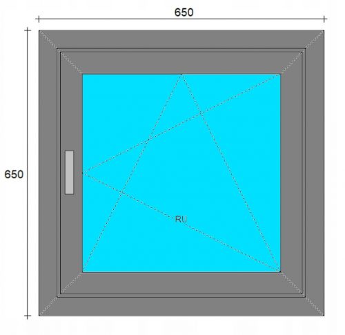 ABLAK PVC 650x650 RU, MINDKÉTOLDAL ANTRACIT, JOBB