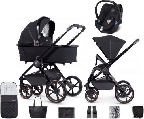 Többfunkciós babakocsi - Venicci Tinum 3in1 babakocsi + Cybex Aton 5 Black SE