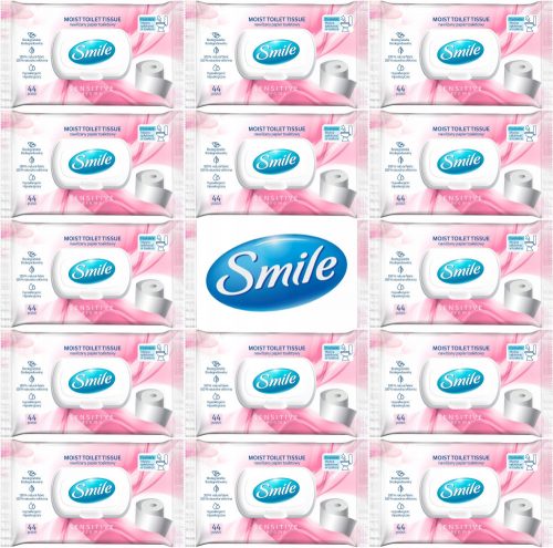 Vécé papír - 14x SMILE Sensitive 44 nedvesített toalettpapír