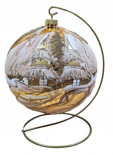 Karácsonyi díszek - BAUBLE, kézzel festett üvegcsecsebecse, 15 cm.