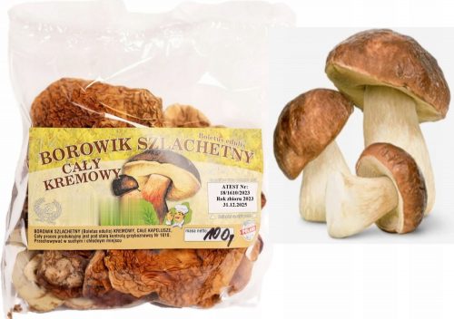 Cream Boletus kalapok 100 g tanúsítvány 2023 szárított erdőgomba