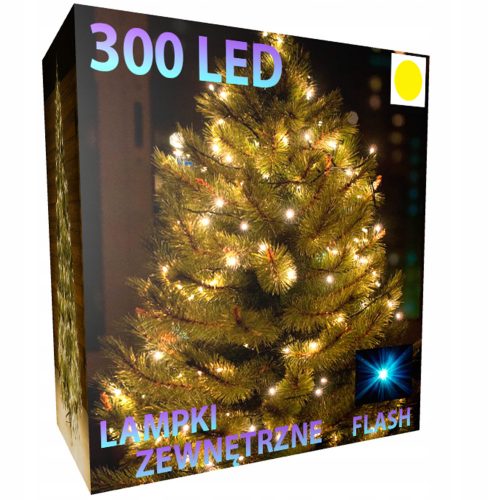 Kültéri karácsonyi világítás - KARÁCSONYFA LÁMPÁK 300 LED KÜLTÉRI FIX+VAKU WW