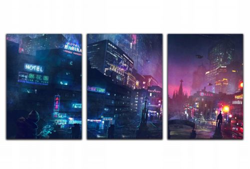 Falfestészet - 3x kép a falon Cyberpunk Triptych 50x70