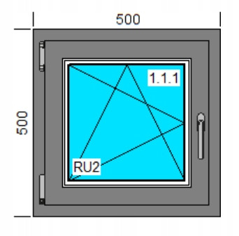 Ablak - PVC Windows 1200x1200 RU külső arany tölgy, jobbra