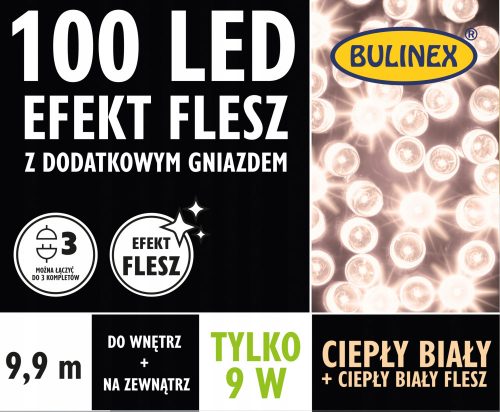 Karácsonyi fények - BULINEX LAPPOK 100LED FLAST WHITE WART Hozzáadás