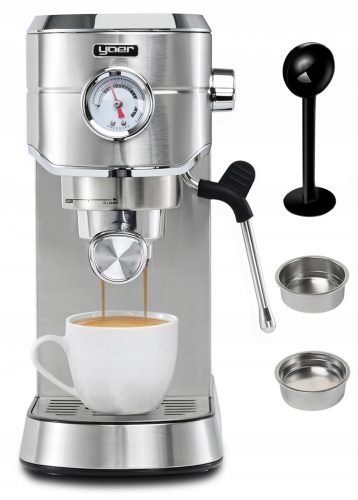  Yoer Lungo 1450 W portafilter eszpresszógép, ezüst/szürke