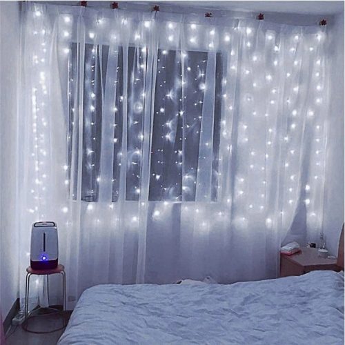 Karácsonyi fények - Curtain Garlands Icicles 300 LED 3mx3m + USB + távirányító