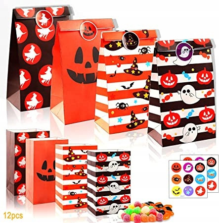 Táskák édességekhez Halloween papír 12 db 20x12