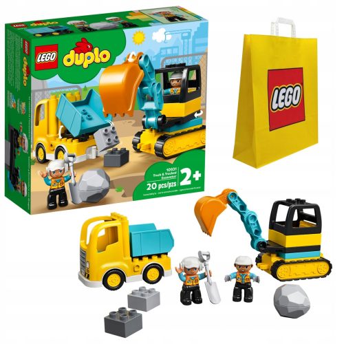  LEGO Duplo 10931 teherautó és lánctalpas kotró + LEGO 6315792 PAPÍRZSÁK VP MEDIUM M 34X41X10 TE