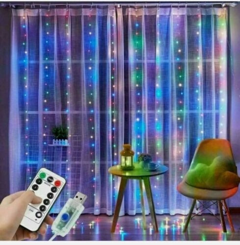  LED fényfüggöny lámpák 300 3x3m RGB szivárvány