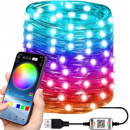 Karácsonyi fények - LED karácsonyfa lámpák Bluetooth RGB alkalmazás 10m