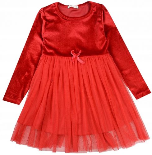 Lányok ruha - Dress Tulle Velor formális piros 110 J74B