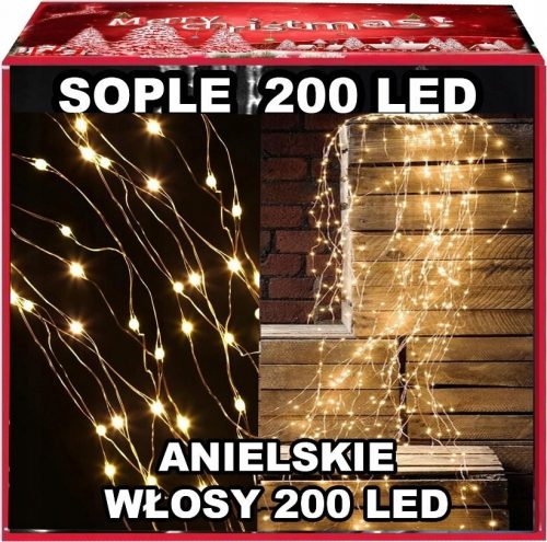 Karácsonyi fények - ANGEL'S HAIR 200 LED VÍZESŐ LÁMPÁK Elemről működik