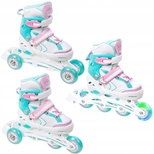 Görkorcsolya gyerekeknek - Roller Skates 3in1 Raven LIA 34-37 LED Circle