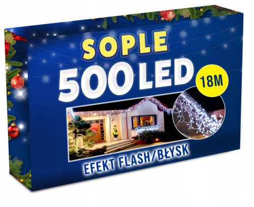 Kültéri karácsonyi világítás - SOPLE 500LED KÜLTÉRI LÁMPÁK, VASTAG, VILLUNGÓ FÜGGÖNY