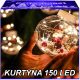 Karácsonyi fények - Baubles 150 LED Mikołaj hóember lámpák függöny 3m