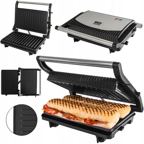  Érintkezős, összecsukható, hagyományos elektromos grill Bass BH 10394 ezüst/szürke 1000 W