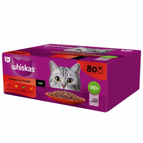 Konzerv macskáknak - Whiskas Sachets Food for Cat Cat keverék a 80x85 g szószban