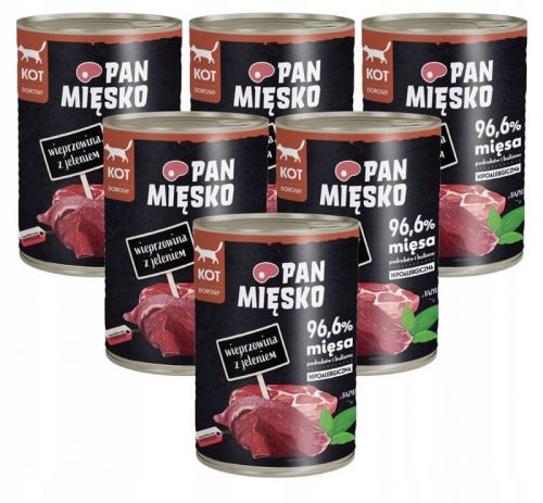 Konzerv macskáknak - Pan Mięsko Adult sertéshússal és szarvassal 6x400g