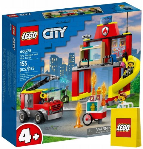  LEGO City 60375 tűzoltóállomás és tűzoltóautó + LEGO papírtáska