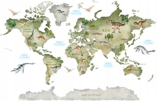 Gyermek falragaszok - Gyermek falmatricák Dinosaurs World Map