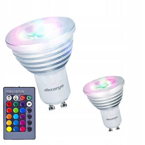 LED izzó GU10 3W = 20W RGB SET 2 DCS+Távirányító