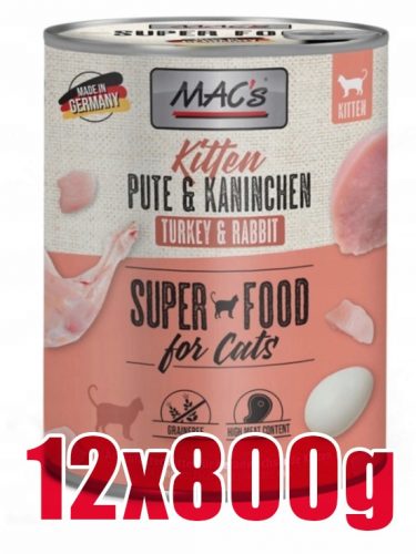 Konzerv macskáknak - Mac - Cica - TÖRÖKORSZÁG és NYÚL - Szett 12x800g