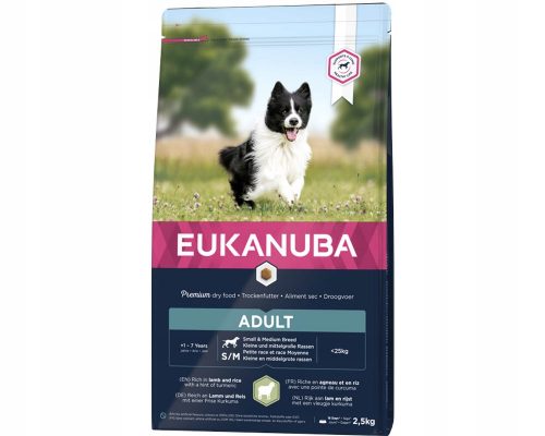 Száraz kutyaeledel - Eukanuba felnőtt kis közepes fajta bárány rizs 2,5 kg