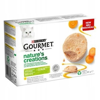 Konzerv macskáknak - Mokra Gourmet Nature's Creation Mus 12x85G Mus