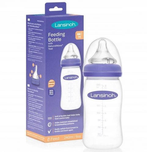 Bébiüveg - Lansinoh palack 240 ml TEAT átlagos áramlás 3m+