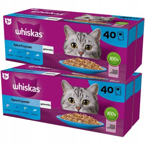 Konzerv macskáknak - WHISKAS HAL ÍZESSÉGEK 4 ÍZES ZSELYÉBEN 80x85G