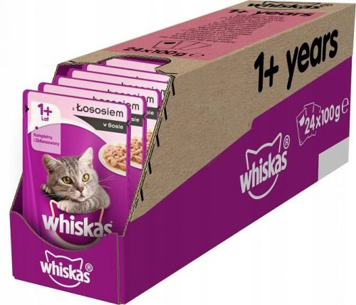 Konzerv macskáknak - Whiskas lazac ételek egy 24x100 g -os macska szószban