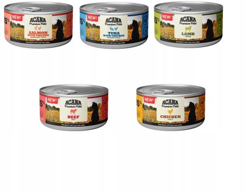 Konzerv macskáknak - Acana Premium Pate felnőtt keverék ízek 5x 85 GR