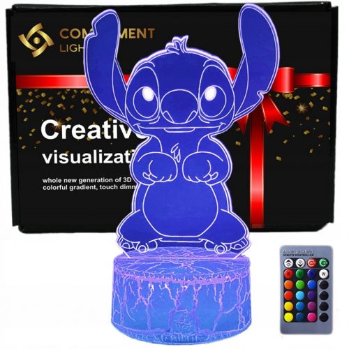  3D LED éjszakai lámpa USB távirányító Lilo and Stitch