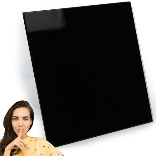 Fehér szellőzőrács és fekete airRoxy üvegpanel, 15 x 15 cm