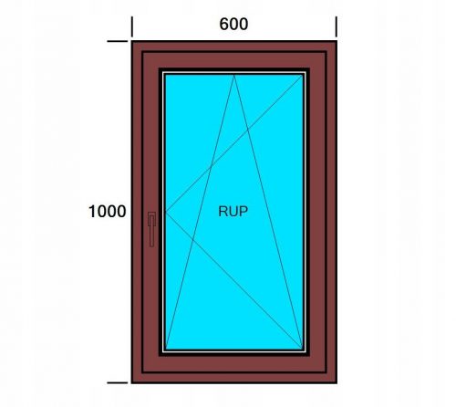 Ablak - PVC ABLAK 600x1000 RU KÜLSŐ DIÓ JOBBRA